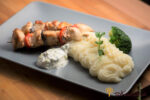Chicken Skewers with Celery Puree and Tzatziki